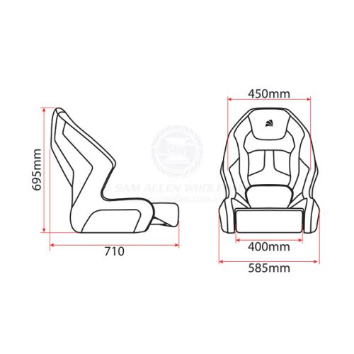 S.A.W Seat Relaxn Mako Incl Thigh Rise Gray & Black Carbon with Cover